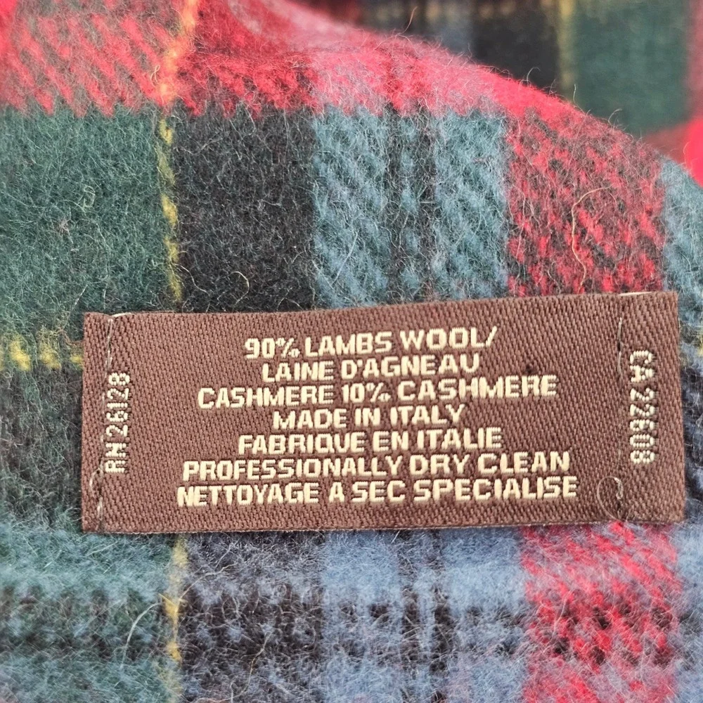 Coach Scarf OS Red Plaid Lambs Wool Cashmere Blend Tartan Dark Academia Luxury